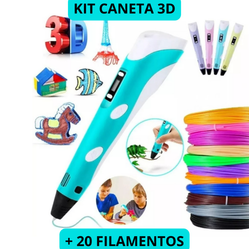 Kit Caneta 3d E 20 Filamentos