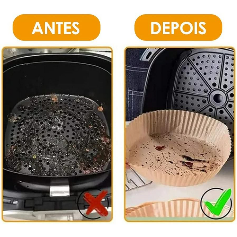 Forro De Papel Antiaderente Para Airfryer 50 Unidades