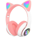 Fone Bluetooth Orelha De Gato Led Colorido (rosa)