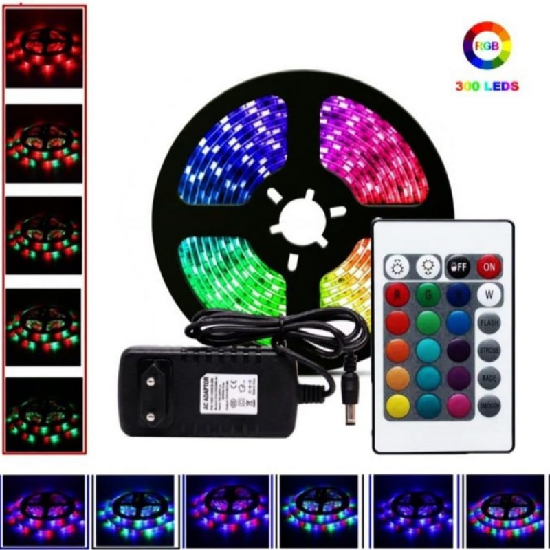 Fita Led 5050 Rgb Colorida 5 Metros Prova Dágua Com Controle