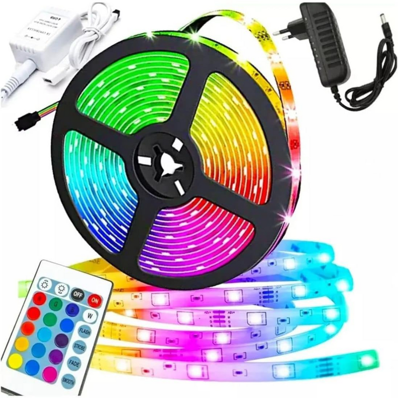 Fita Led 5050 Rgb Colorida 5 Metros Prova Dágua Com Controle