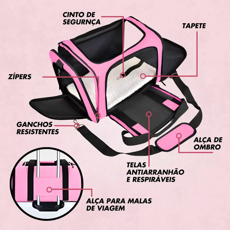 Bolsa De Viagem Para Transporte Pet (Rosa)