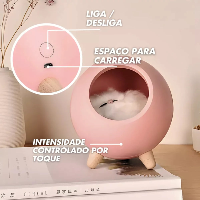 Luminária De Mesa Noturna Gatinho De Pelúcia (Rosa)