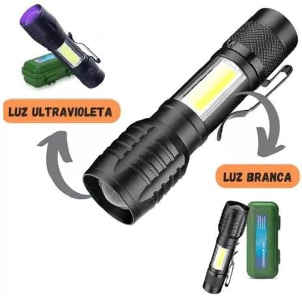 Lanterna Recarregável Luz Negra Uv Resistente A Água