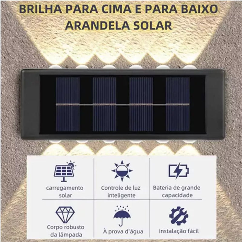 Kit Com 4 Arandela Solar 10 Leds Jardim