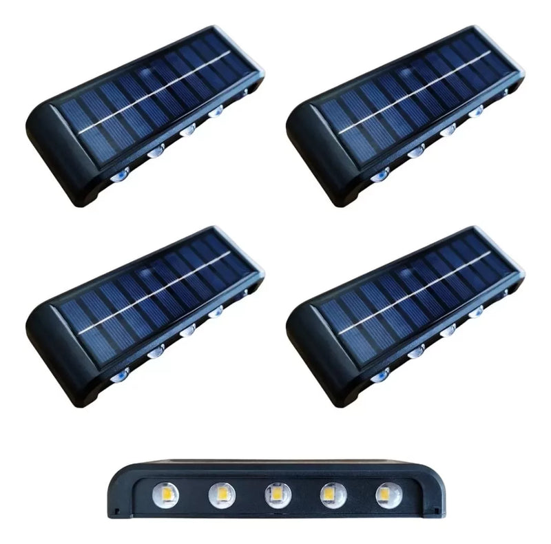 Kit Com 4 Arandela Solar 10 Leds Jardim