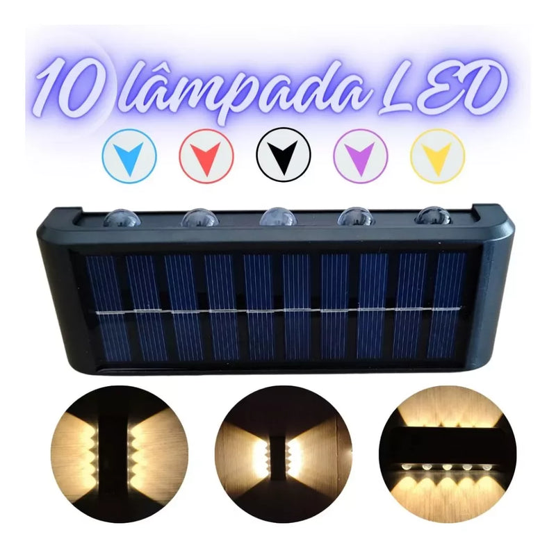 Kit Com 4 Arandela Solar 10 Leds Jardim