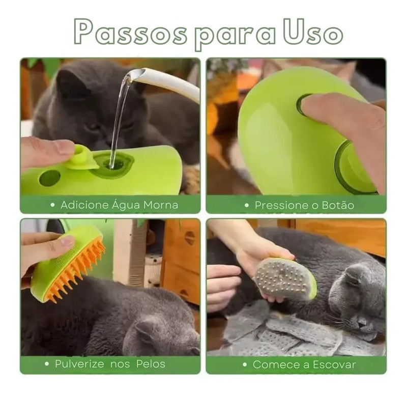 Escova A Vapor Para Pets 3 Em 1