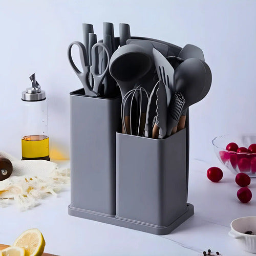 Kit Utensílios De Cozinha Jogo Completo 19 Peças (Preto)