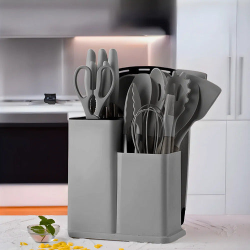 Kit Utensílios De Cozinha Jogo Completo 19 Peças (Preto)