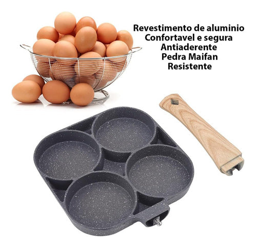 Panela Antiaderente Frigideira 4 Em 1 Para Panquecas E Ovos